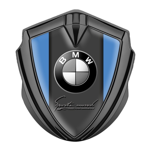 BMW Metal Emblem Self Adhesive Graphite Blue Base Sport Mind Performance