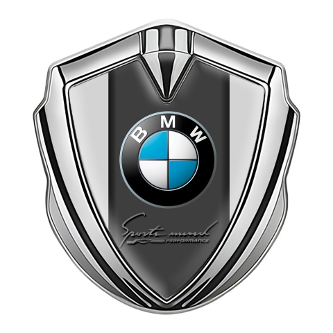 BMW 3D Car Metal Domed Emblem Silver Grey Base Sport Mind Edition