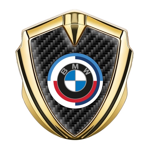 BMW Bodyside Badge Self Adhesive Gold Dark Carbon Color Logo Design