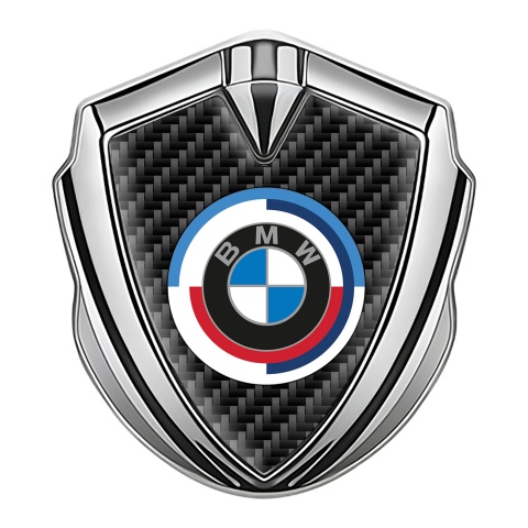 BMW Bodyside Badge Self Adhesive Silver Dark Carbon Color Logo Design