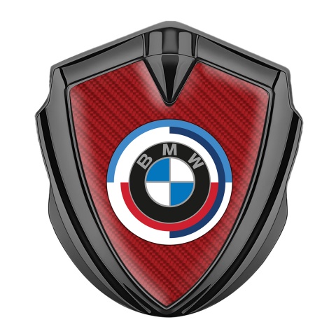 BMW Tuning Emblem Self Adhesive Graphite Red Carbon Color Logo Edition