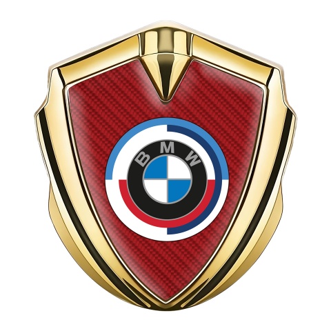 BMW Tuning Emblem Self Adhesive Gold Red Carbon Color Logo Edition