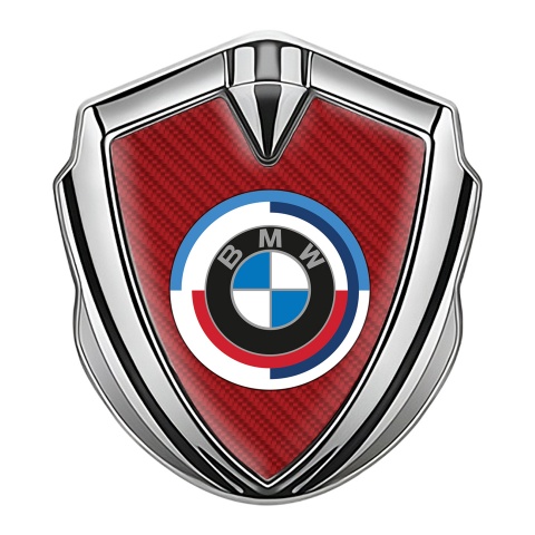 BMW Tuning Emblem Self Adhesive Silver Red Carbon Color Logo Edition