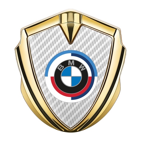 BMW Fender Emblem Badge Gold White Carbon Color Logo Design
