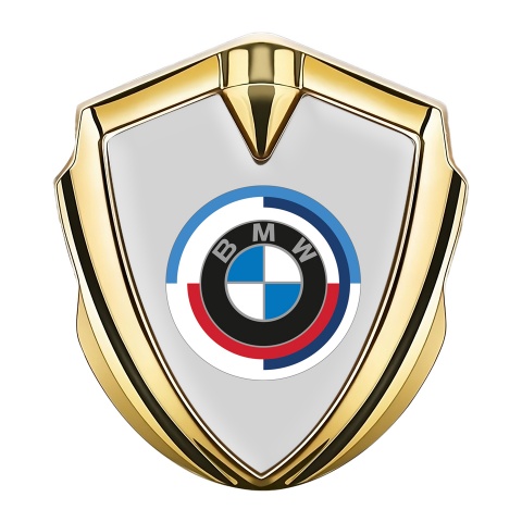 BMW Trunk Metal Emblem Badge Gold Grey Base Colorful Logo Design