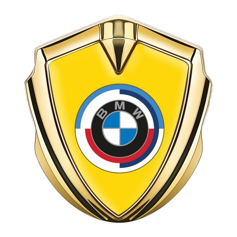 BMW Metal Emblem Self Adhesive Gold Yellow Colorful Logo Edition