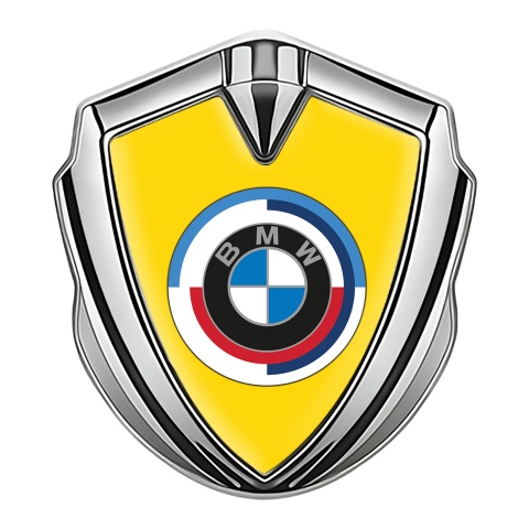 BMW Metal Emblem Self Adhesive Silver Yellow Colorful Logo Edition