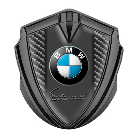 BMW Fender Emblem Badge Graphite Dark Carbon Center Pilon Classic Logo