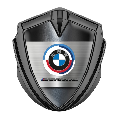 BMW M Performance Trunk Metal Emblem Badge Graphite Brushed Alloy 