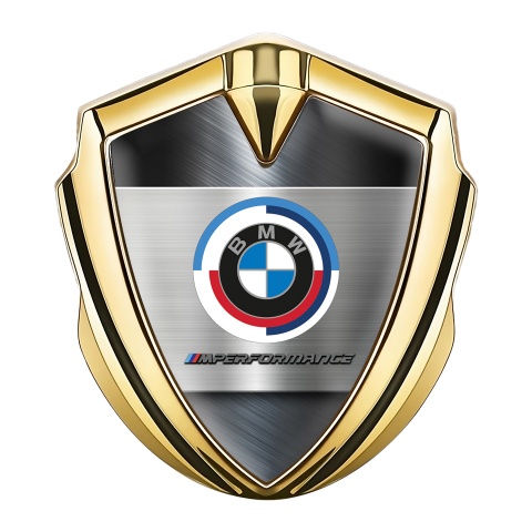 BMW M Performance Trunk Metal Emblem Badge Gold Brushed Alloy 