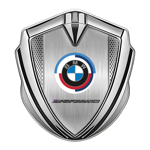BMW Metal Emblem Self Adhesive Silver Grey Grate M Performance Logo