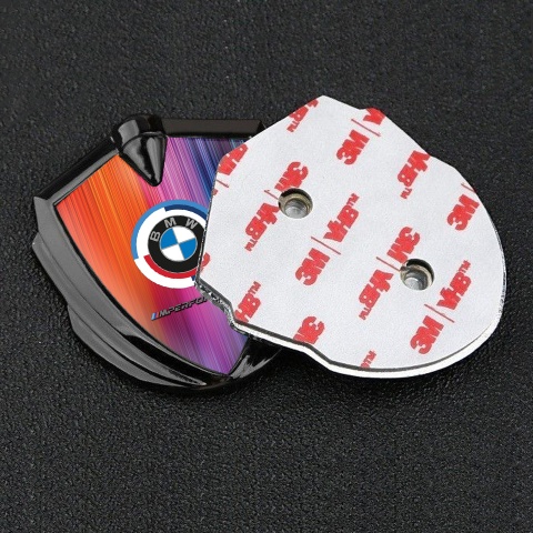 BMW 3D Car Metal Domed Emblem Graphite Color Mesh M Performance Logo