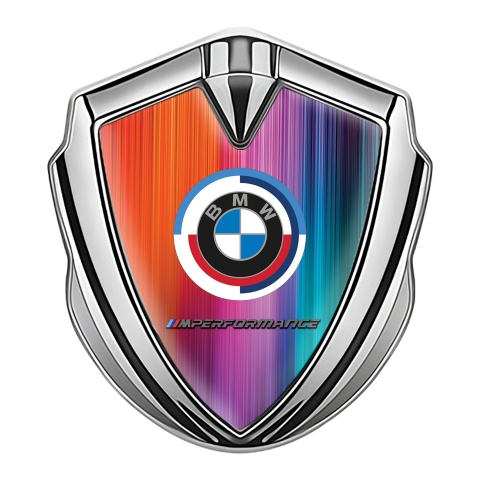 BMW 3D Car Metal Domed Emblem Silver Color Mesh M Performance Logo