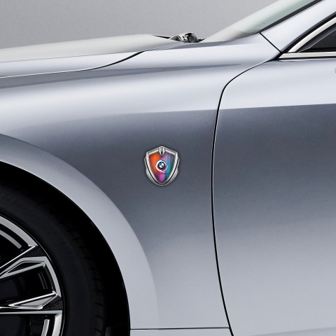 BMW 3D Car Metal Domed Emblem Silver Color Mesh M Performance Logo