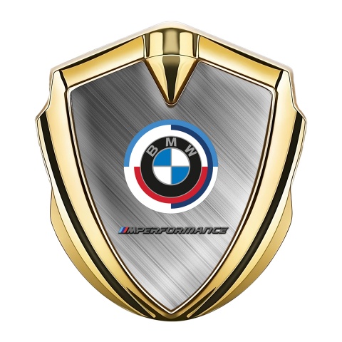 BMW Bodyside Domed Emblem Gold Brushed Metal Effect M Performance