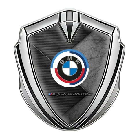 BMW Bodyside Badge Self Adhesive Silver Dark Plate M Performance 