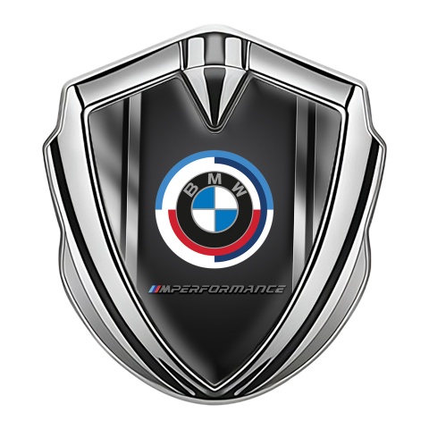 BMW Tuning Emblem Self Adhesive Silver Black Base M Performance