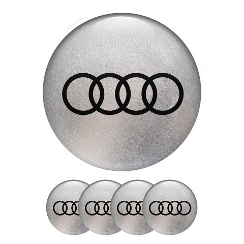 Audi Domed Stickers Wheel Center Cap Brushed Grey