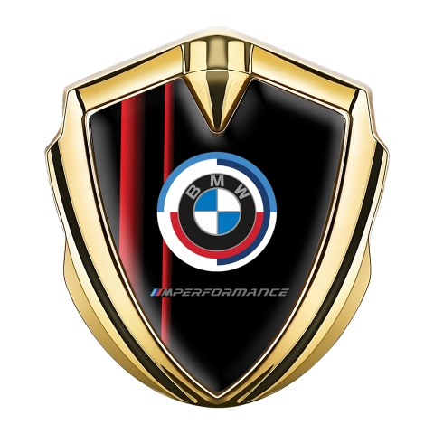 BMW Trunk Emblem Badge Gold Black Red Sport Stripe M Performance