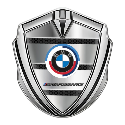 BMW Self Adhesive Bodyside Emblem Silver Hex Plates M Performance