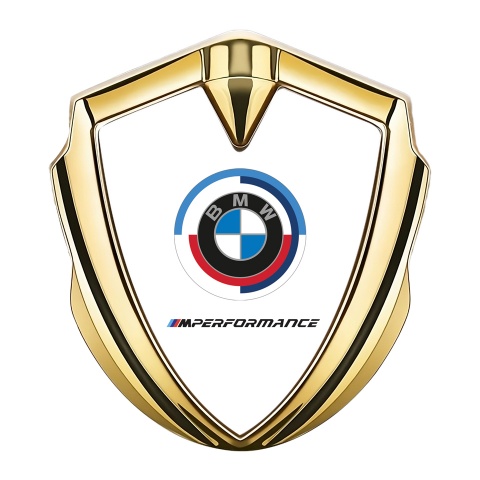 BMW Metal Emblem Self Adhesive Gold White Base M Performance
