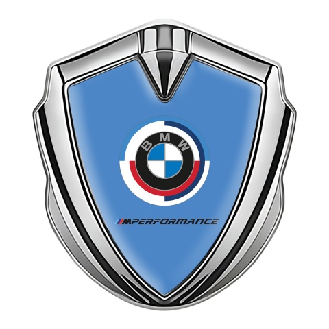 BMW Bodyside Domed Emblem Silver Light Blue Base M Performance