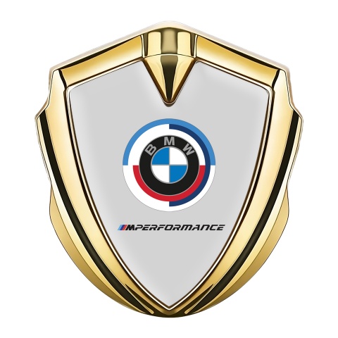 BMW Bodyside Badge Self Adhesive Gold Grey Base M Performance