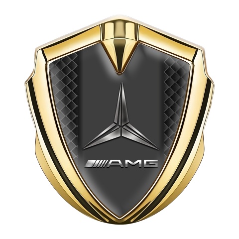 Mercedes AMG Emblem Auto Zeichen Goldtonfarbe mit Dunkle Zaunoberflache Basis Version