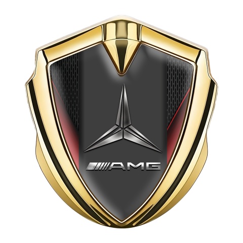 Mercedes Amg Emblem Abzeichen Goldtonfarbe mit Rote Flugel Effekt