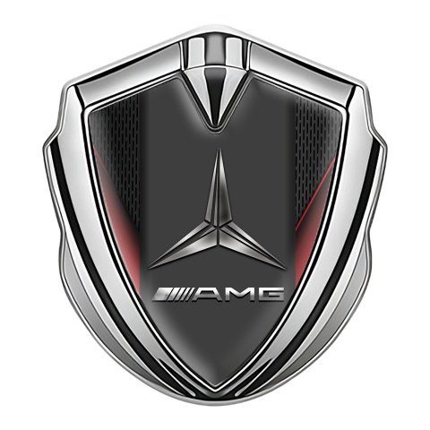 Mercedes Amg Emblem Abzeichen Silbertonfarbe mit Rote Flugel Effekt