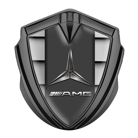Mercedes Amg Emblem Auto Zeichen Graphit Tonfarbe mit Metalllogo mit grauen Platten