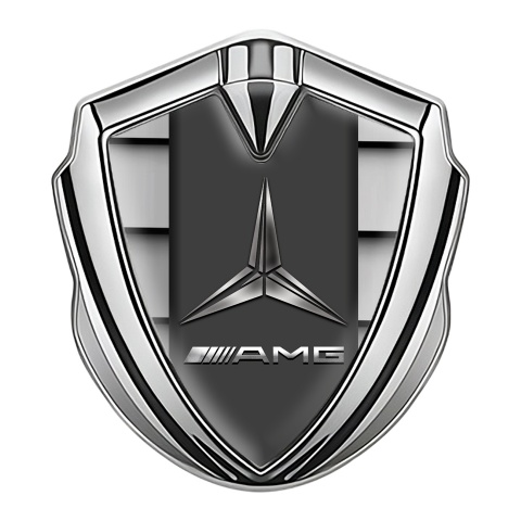 Mercedes Amg Emblem Auto Zeichen Silbertonfarbe mit Metalllogo mit grauen Platten