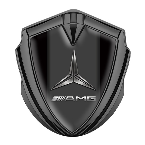 Mercedes Amg Selbstklebendes Metallaufkleber Emblem Graphit Tonfarbe mit Schwarz Hintergrund Metalllogo