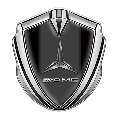 Mercedes Amg Selbstklebendes Metallaufkleber Emblem Silbertonfarbe mit Schwarz Hintergrund Metalllogo