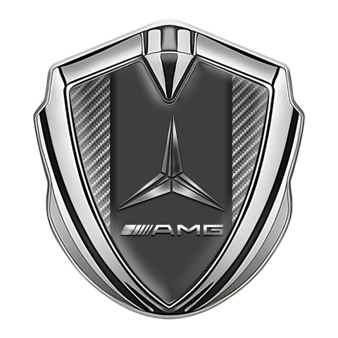 Mercedes Amg Abzeichen selbstklebend Silbertonfarbe mit Kohlenstoff Vorlage und Metalllogo