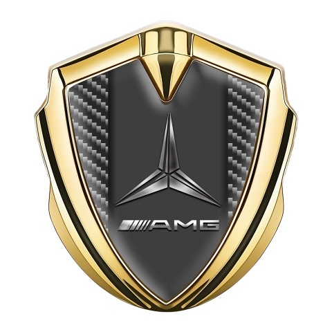 Mercedes AMG Emblem Aufkleber Autozubehor Goldtonfarbe mit Dunkel Carbon Auflage