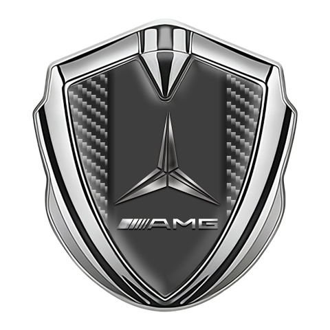 Mercedes AMG Emblem Aufkleber Autozubehor Silbertonfarbe mit Dunkel Carbon Auflage