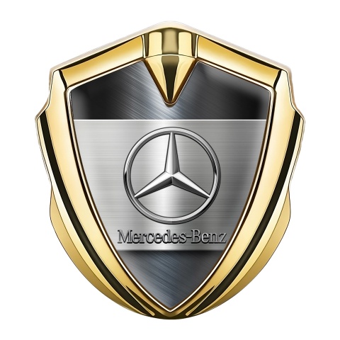 Mercedes Benz Seitenflugel Emblem Aufkleber Goldtonfarbe mit Blaulich polierte Legierung Effekt