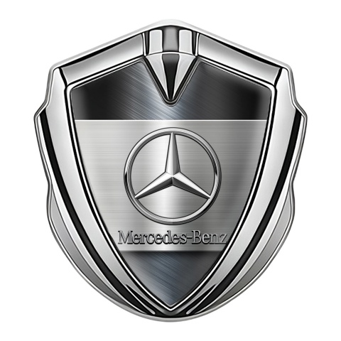 Mercedes Benz Seitenflugel Emblem Aufkleber Silbertonfarbe mit Blaulich polierte Legierung Effekt