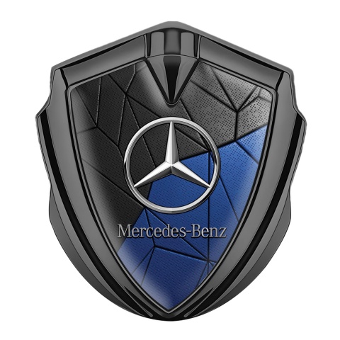 Mercedes Benz Emblem Auto Zeichen Graphit Tonfarbe mit Blau Schwarzes Mosaik Effekt