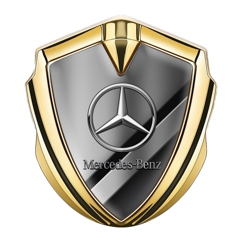 Mercedes Benz Emblem Aufkleber Autozubehor Goldtonfarbe mit Sportstreifen Effekt