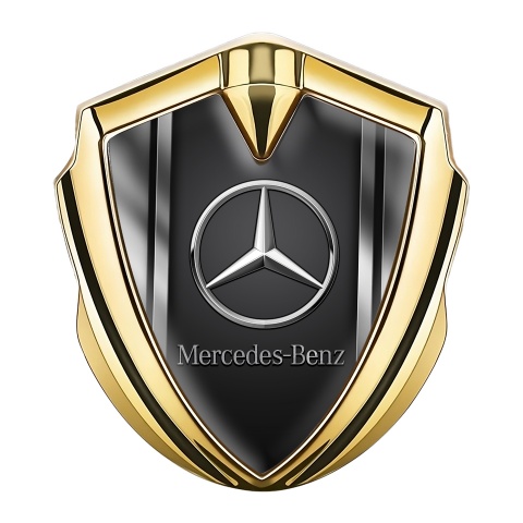 Mercedes Benz Selbstklebendes Metallaufkleber Emblem Goldtonfarbe mit Metallhalften Design