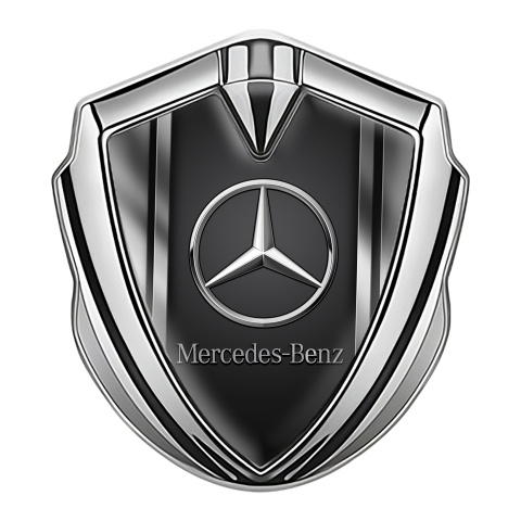 Mercedes Benz Selbstklebendes Metallaufkleber Emblem Silbertonfarbe mit Metallhalften Design