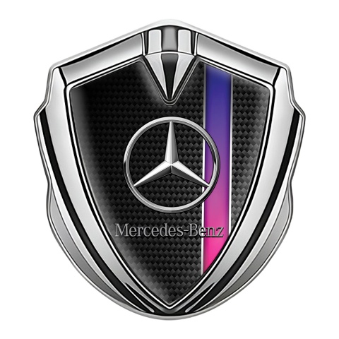 Mercedes Benz Emblem Logo Schriftzug Aufkleber mit Silbertonfarbe Carbon mit Farbband Effekt