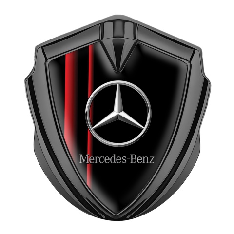 Mercedes Benz Seitenflugel Emblem Aufkleber Graphit Tonfarbe Schwarz Basis mit Rote Streifen