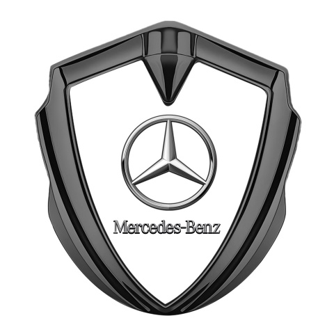 Mercedes Benz Emblem Abzeichen selbstklebend Graphit Tonfarbe mit Weiss Hintergrund und Chrom Logo