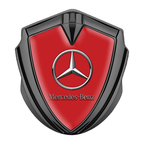 Mercedes Benz Emblem Auto Zeichen Graphit Tonfarbe mit Rot Basis Stil und Chrom Logo