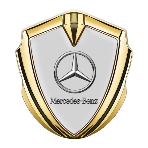 Mercedes Benz Emblem Aufkleber Autozubehor Goldtonfarbe mit Grau Basis und Chrom Logo Version