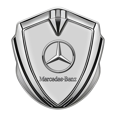 Mercedes Benz Emblem Aufkleber Autozubehor Silbertonfarbe mit Grau Basis und Chrom Logo Version