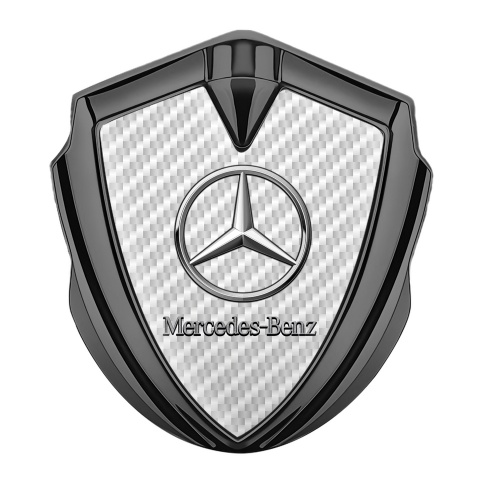 Mercedes Benz Emblem Logo Schriftzug Aufkleber mit Graphit Tonfarbe Weiss Kohlenstoff Effekt
